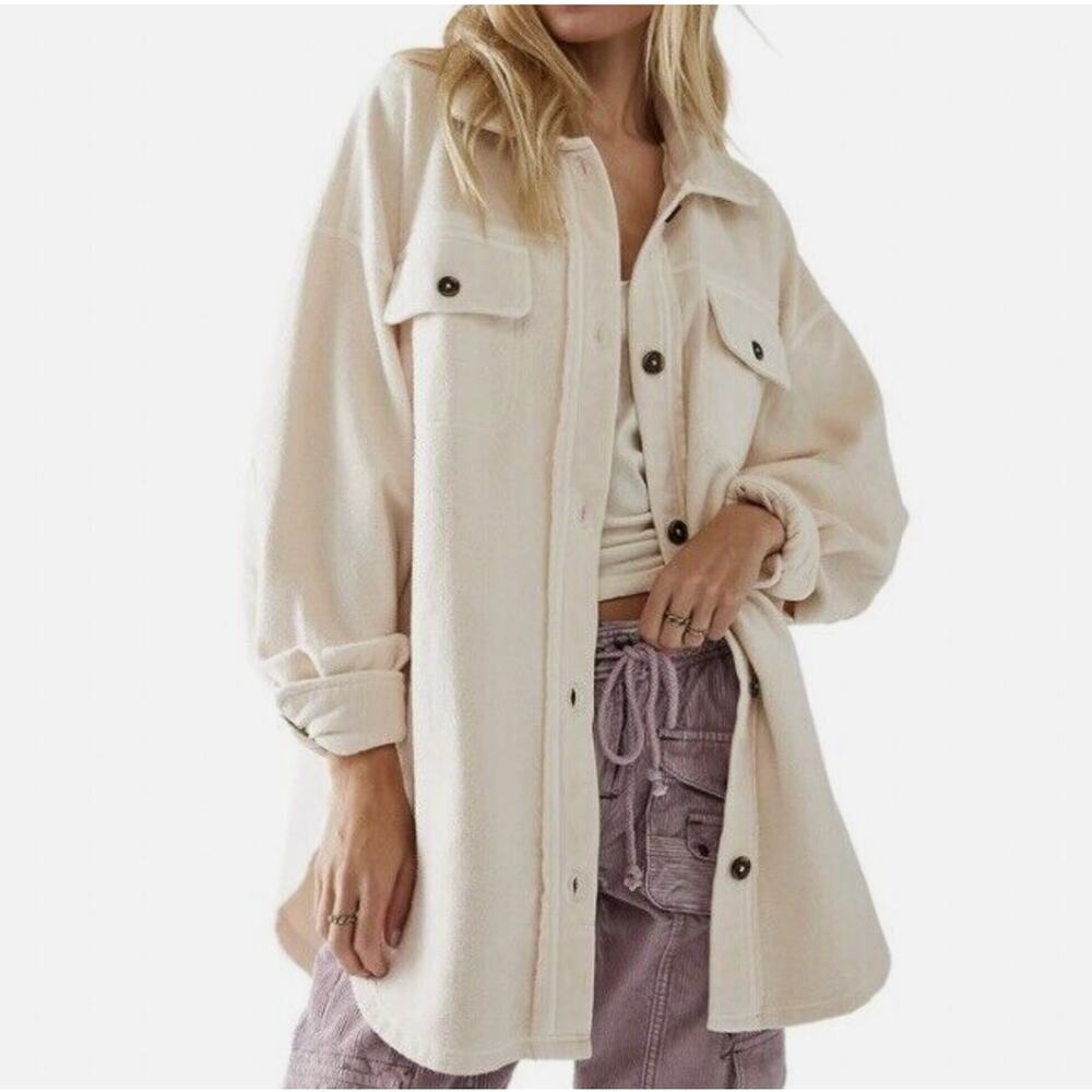 Free People NEW Ruby Jacket Champagne Dreams Womens Shacket Jacket Medium NWT